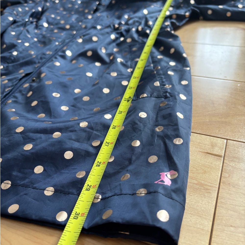 Joules Navy and Rose Gold Polka Dot Raincoat - Picture 7 of 10